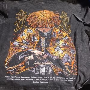 New! No Tag  graphic T Zenitsu Agatsuma, Demon Slayer xl, Grey Vintage Wash xl